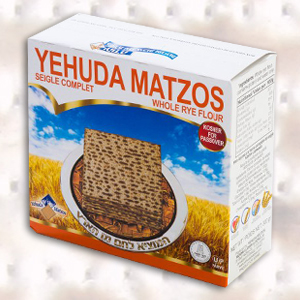 Yehuda Whole Rye Matzos. Under the supervision of the Jerusalem Chief Rabbinate and the OU