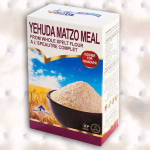 Yehuda  Matzo Meal from Whole Spelt Flour. Under the supervision of the Jerusalem Chief Rabbinate and the OU