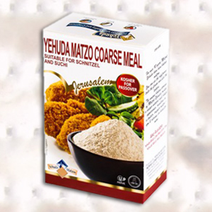 Yehuda Matzo Coarse Meal. Under the supervision of the Jerusalem Chief Rabbinate and the OU
